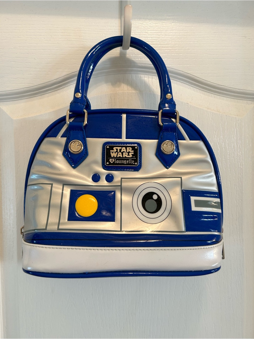 Loungefly Star Wars R2-D2 Patent Blue, White & Silver Dome Satchel - Picture 1 of 6